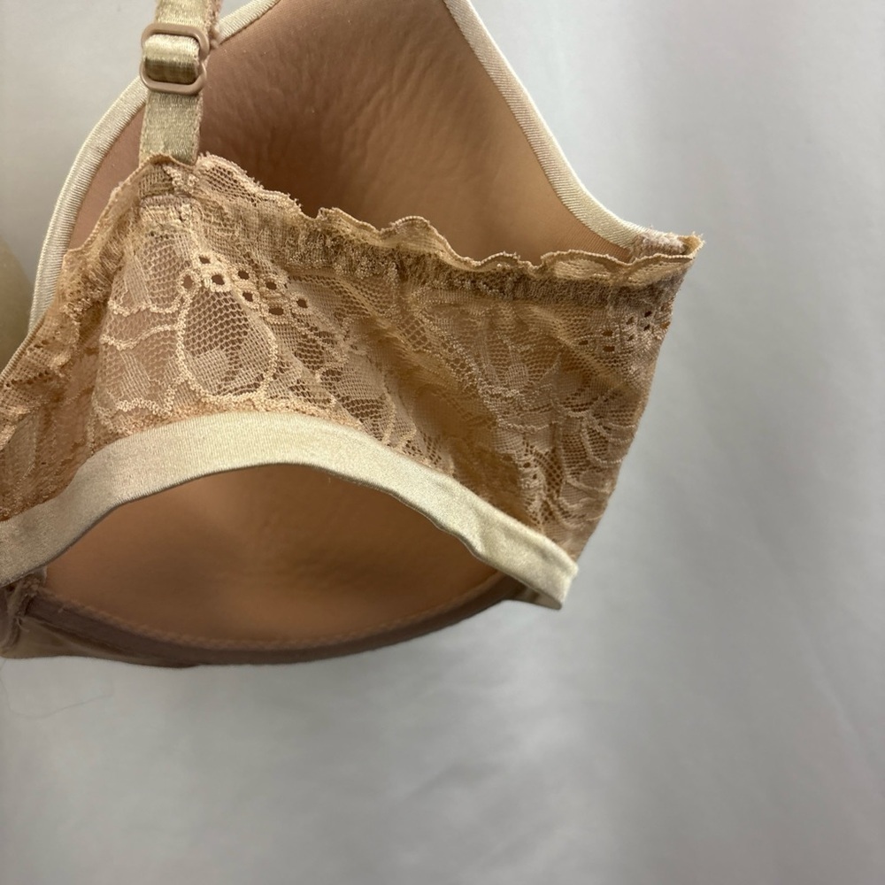 Victoria Secret Bra 36DD Demi Angels Lined Demi Beige Lace - Picture 8 of 11